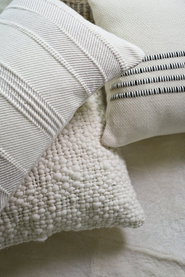 Grey Handwoven Wool Lumbar Pillow - Image 3