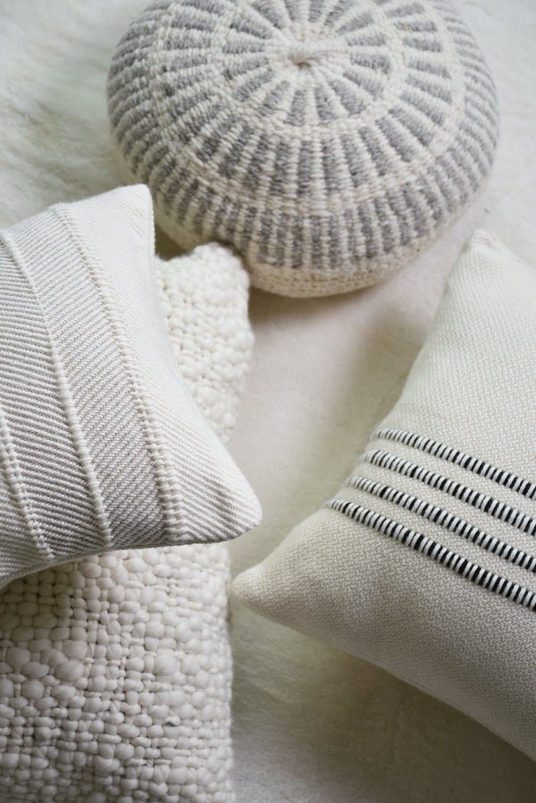 Grey Handwoven Wool Lumbar Pillow - Image 2