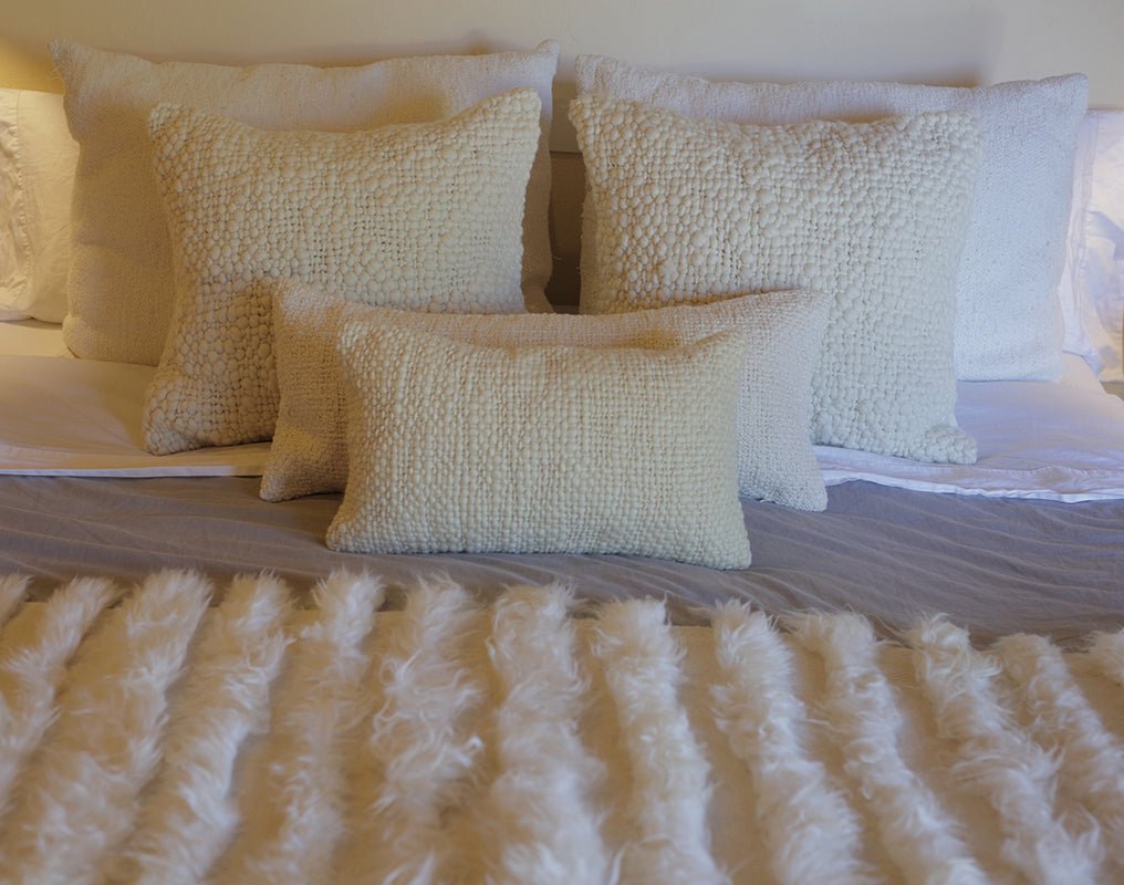 Flame Pattern Natural Wool Lumbar Pillow - Image 2