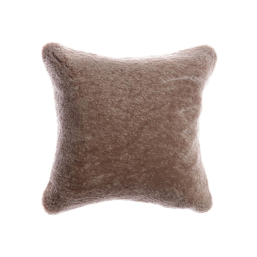 Taupe Shearling Lumbar Pillow