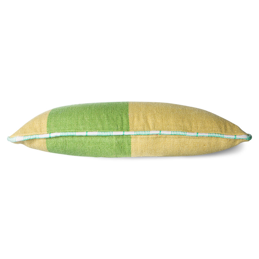 Hand woven wool lumbar pillow - Green - Image 2